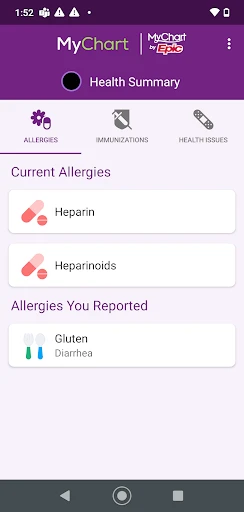 Trinity Health MyChart screenshot